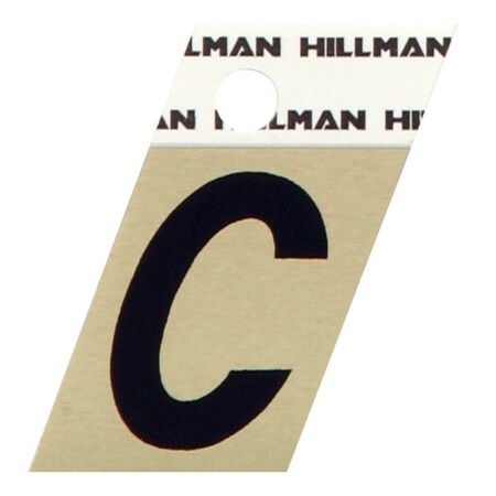Hillman 1.5 in. Reflective Black Aluminum Self-Adhesive Letter C 1 pc, PK6 840498